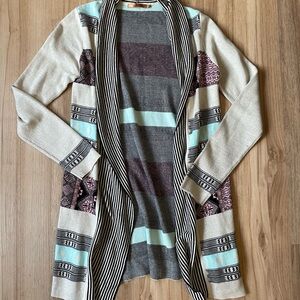 Belldini Southwestern Soft Knit Long Open Cardigan